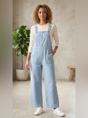 RVCA Light Blue Pinstripe Denim Overalls